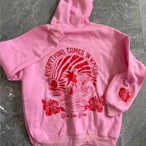 Pink Hoodie with Red Graphic